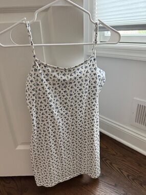 Edikted White Mini Dress with Blue Floral Print